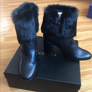 Escada Leather Bootie with fur